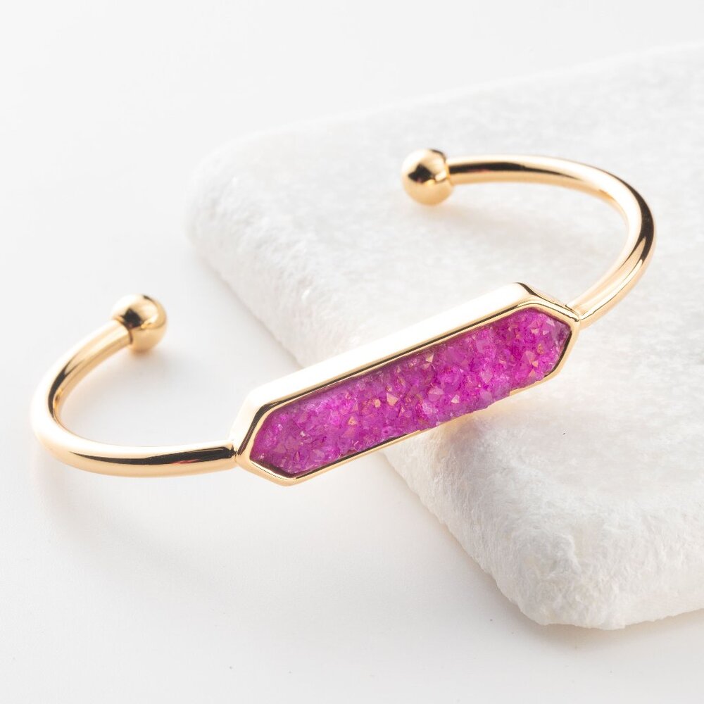 NWOT Pink Druzy Stone Cuff Bracelet